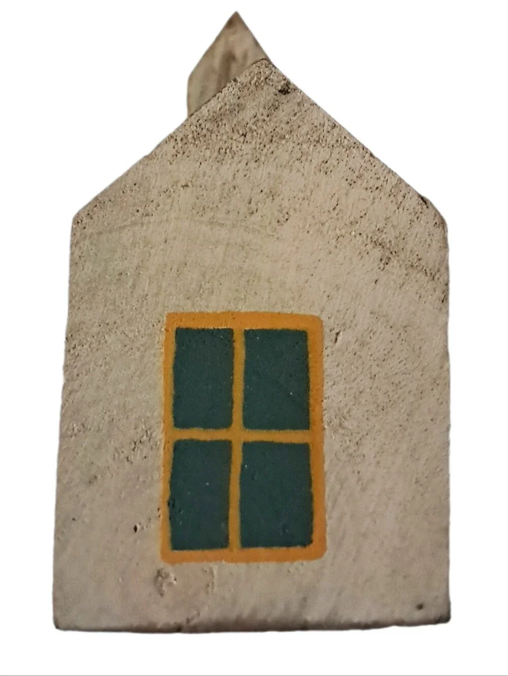 Vintage 2002 Interior Accents Homespun Primitive Wooden Block Houses Set of 2